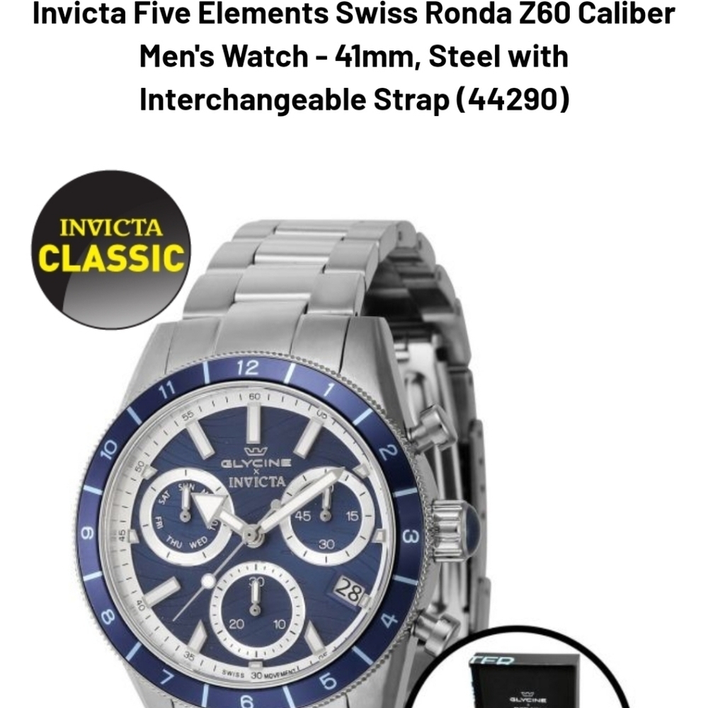 NIB INVICTA Five Elements Swiss Ronda E60 Caliber Men's Watch 41 mm extra strap - Picture 6 of 13